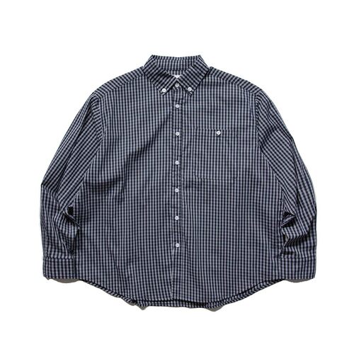 弧形下摆格子衬衫日系复古工装