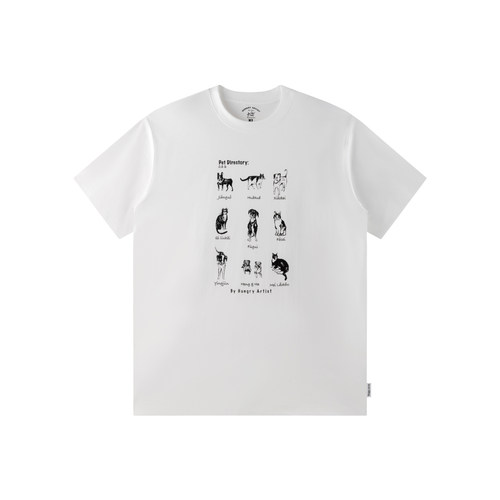 Hungry Artist新品夏季冰感宠物花名册印花短袖t恤男女宽松复古