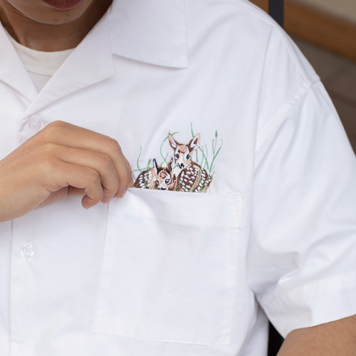 国风纯棉水洗刺绣短袖衬衫