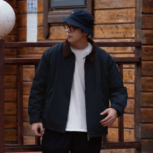 灯芯绒翻领棉服夹克老钱风外套