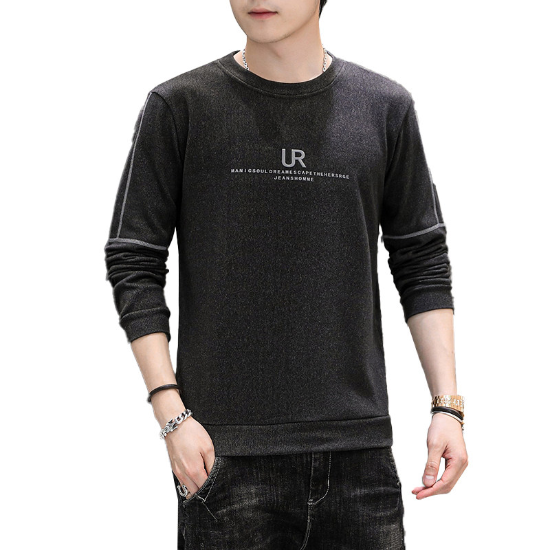 兔绒毛衣弹力保暖卫衣青年打底衫潮男士百搭厚款长袖t恤男装上衣