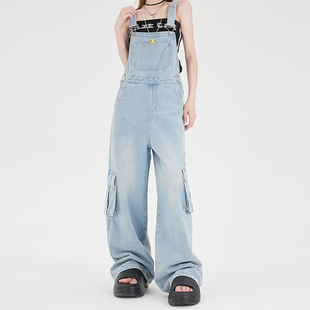 女减龄连体工装 国潮复古水洗牛仔背带裤 新款 阔腿裤 BRN官方店
