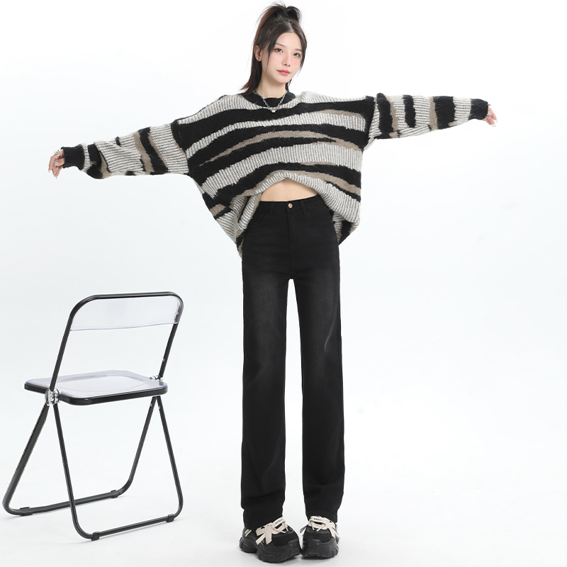 秋冬弹力显瘦窄版阔腿烟管拖地裤