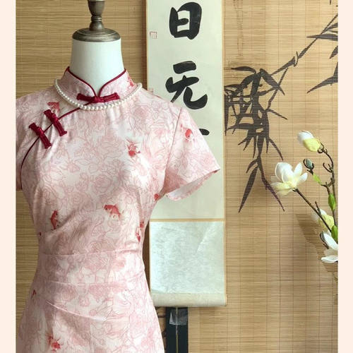 粉色新中式改良旗袍复古民国风
