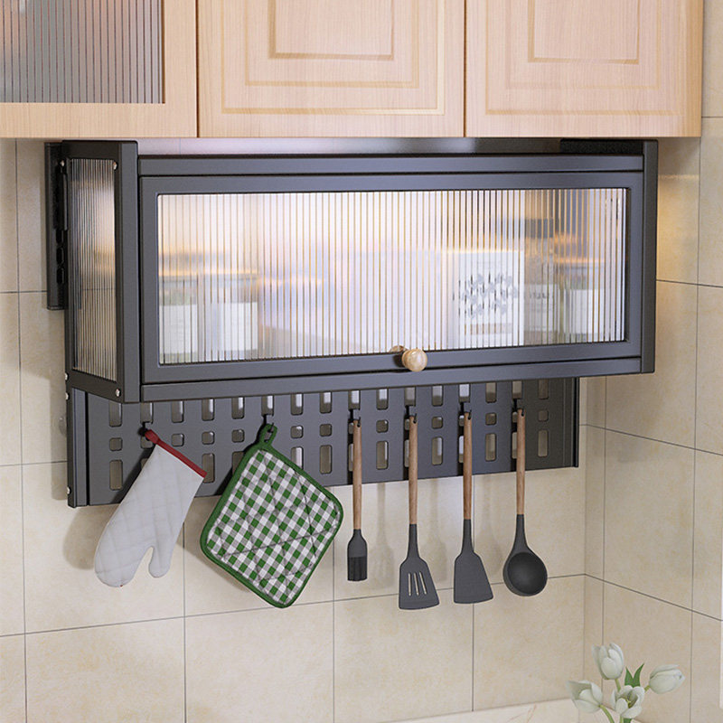 厨房吊柜下方调料置物架壁挂式多功能调味品收纳柜上墙防尘储物柜