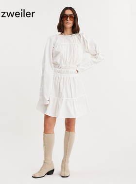 [明星同款]Holzweiler女士Liebe白色细节抽皱连衣裙小白裙仙女裙