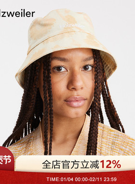 Holzweiler男女同款浅黄色Pafe印花渔夫帽