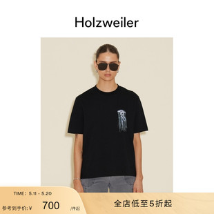 Holzweiler女士黑色柔软棉质Kjerag水母T恤 520礼物