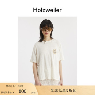 短袖 Holzweiler女士米白色Kjerag沙滩风格 T恤