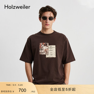 Holzweiler男士 Ranger 520礼物 复古印花图案圆领短T恤