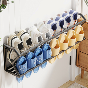 壁挂式门后鞋架挂在门上的鞋架子浴室拖鞋架子免打孔鞋子收纳神器