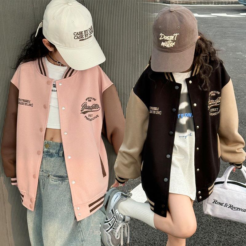 迷樂(lè)童堡女童棒球服外套2025春秋新款中大童春裝洋氣兒童休閑上衣