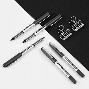 广博直液式走珠中性笔学生考试办公专用0.5mm黑色水性直液签字笔