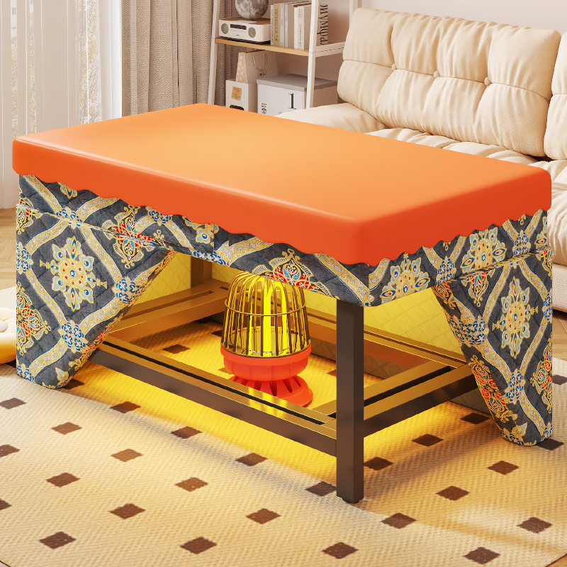 烤火桌家用烤火架冬季烤火炉桌子一体2024新款可折叠长方形取暖桌