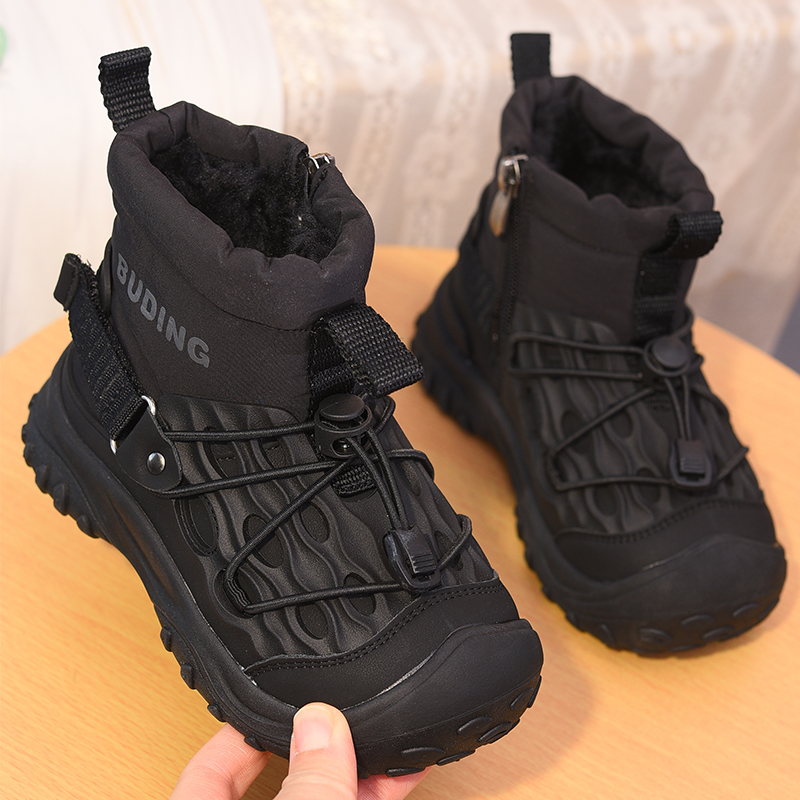 男童雪地靴户外防水儿童靴子女童大棉鞋2025冬季新款加绒保暖短靴