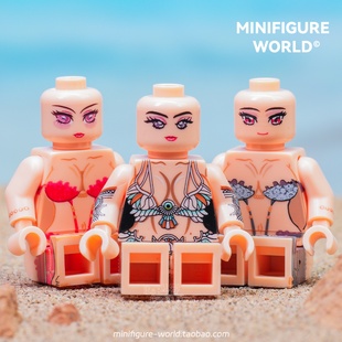 女版积木人仔素体组合修女比基尼埃及女神天使球关拼装积木玩具
