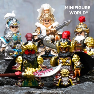 三国五虎将马超关羽张飞赵云黄忠五虎将国风武将积木人仔拼装 玩具