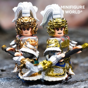 新配色马超诸葛亮关羽吕布三国五虎将国风武将积木人仔拼装 玩具