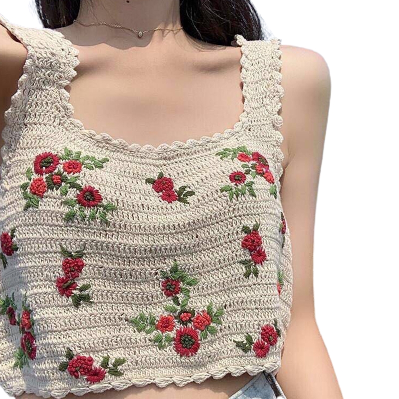 Knitted suspender short sleeveless top 针织吊带短款无袖上衣