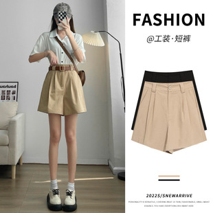 春夏款卡其色女生薄款工装短裤Khaki thin work shorts for girls