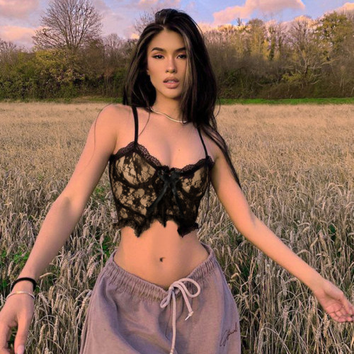 蝴蝶结性感蕾丝吊带背心