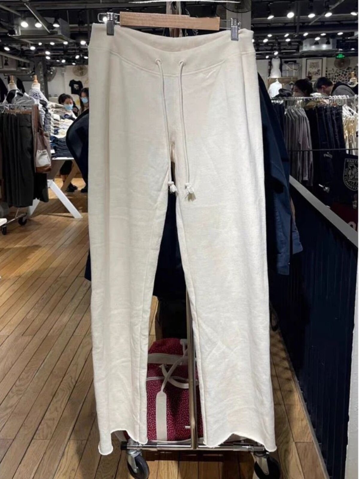 Drawstring Raw Edge Straight Pants with Rough Edges - Product image 3