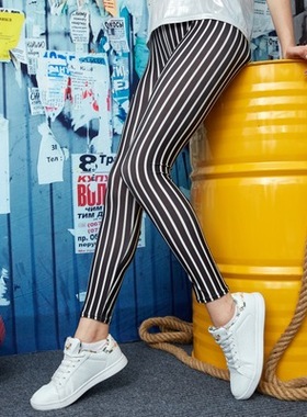 Milk silk vertical striped leggings竖条纹牛奶丝 九分打底裤女