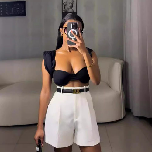 高腰A字百搭阔腿短裤夏