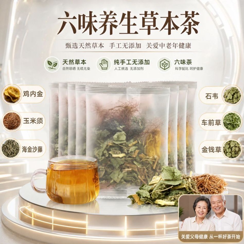 金钱草鸡内金海金沙车前草石韦玉米须六味原材料无硫纯天然