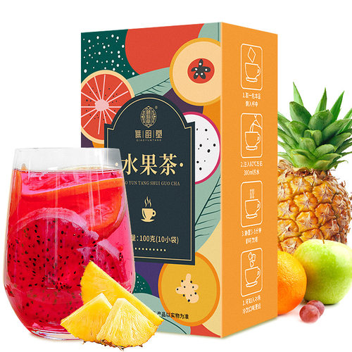 谯韵堂 水果片茶100g/盒 10种口味组合花果 火龙果凤梨柠檬雪梨