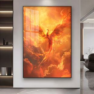 火凤凰玄关装饰画浴火重生客厅餐厅卧室挂画火鸟楼梯商铺招财墙画