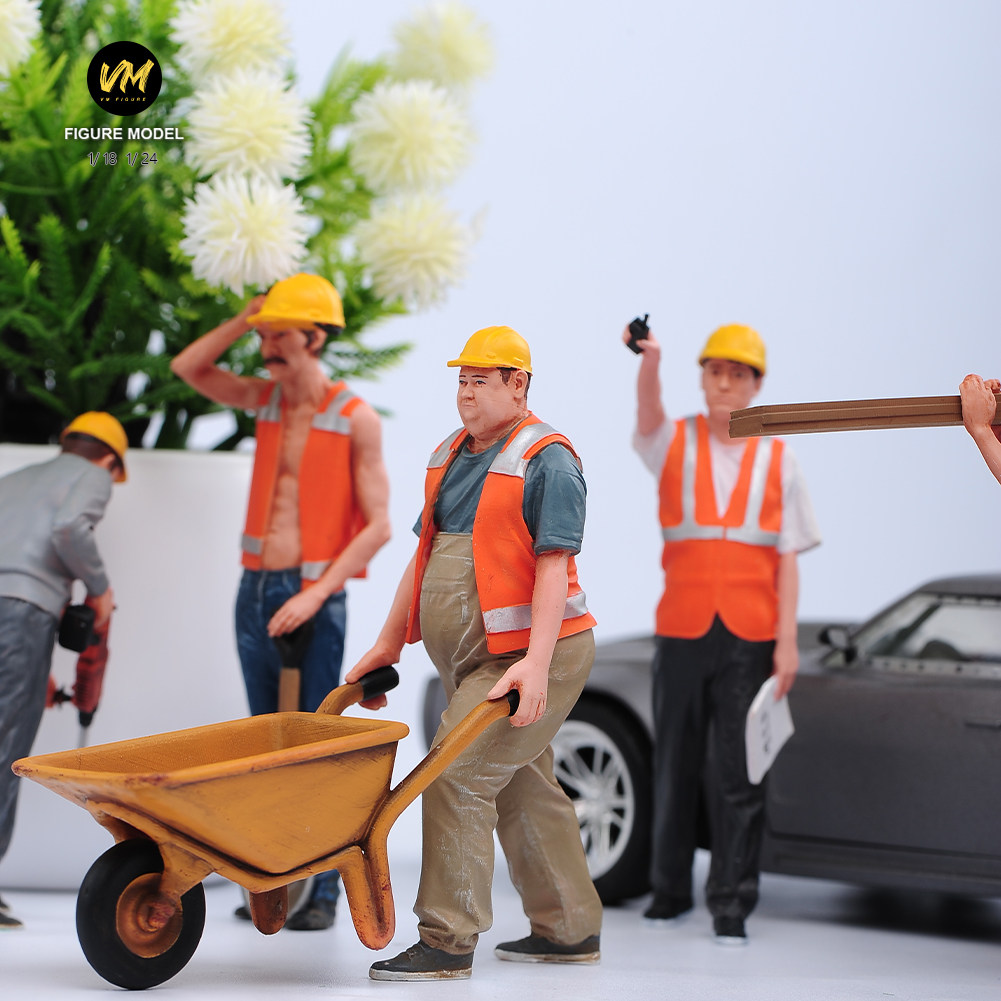 VM FIGURE 1/24/18 施工工人精涂微缩场景模型搭配手工涂装小人偶