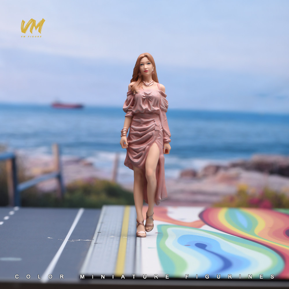 VM 1/18/24 优雅长裙美女 精涂 微缩场景模型搭配手工涂装小人偶