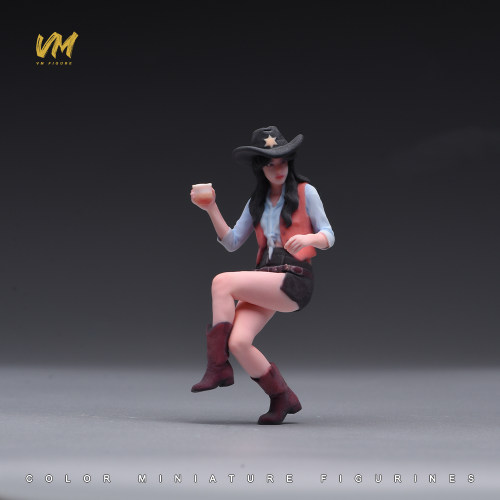 VM 1/18 拿酒杯牛仔女郎 微缩场景模型搭配3D彩打树脂人偶