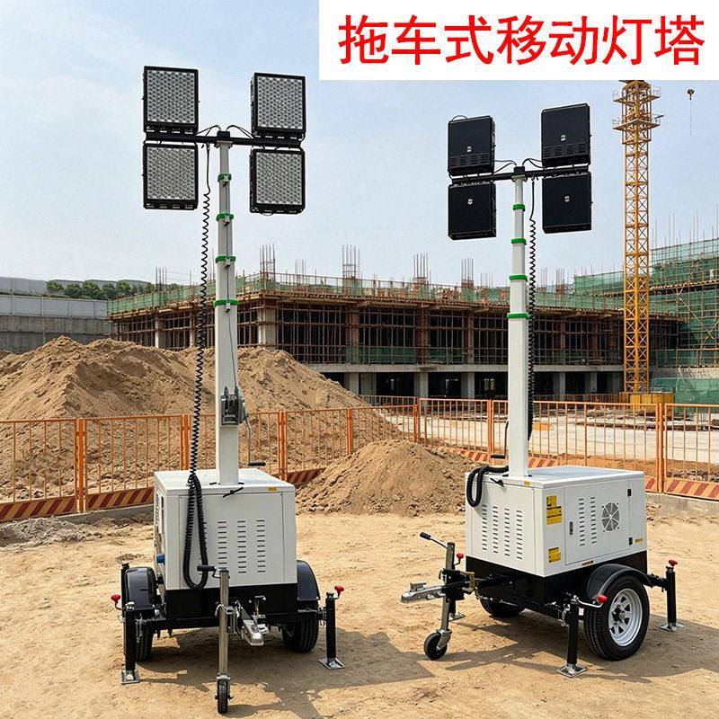 LED灯金卤灯移动灯车拖车式手摇升降7米灯塔户外施工照明灯light