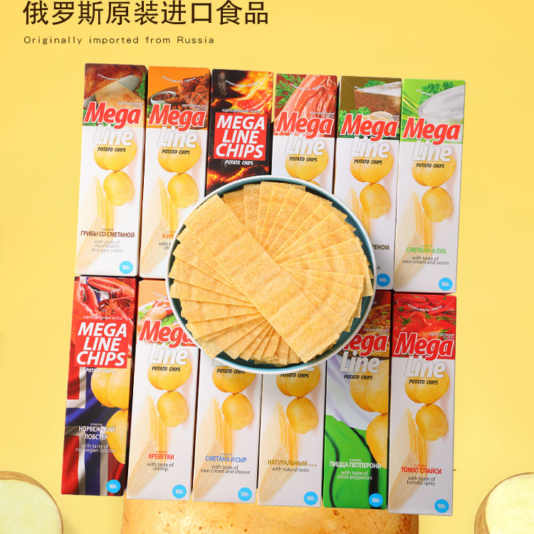 阿斯顿megaline白俄罗斯进口薯片零食非油炸休闲零食薄脆长条100g
