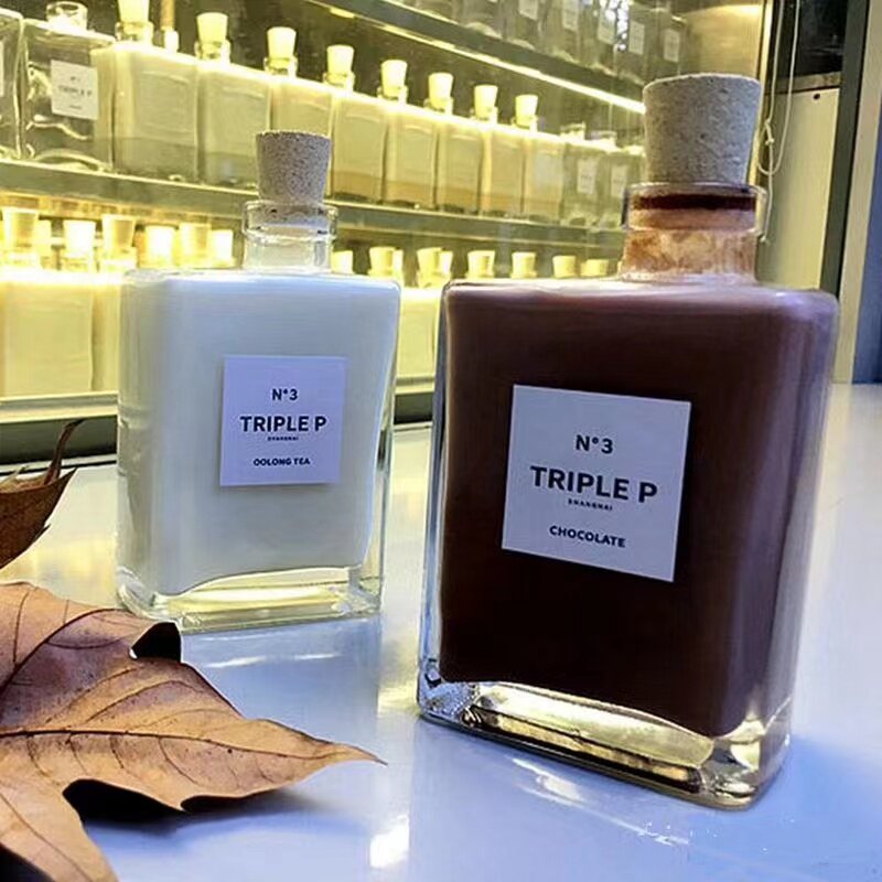 冷萃茶玻璃瓶酒瓶分装瓶密封自酿木塞歪嘴奶茶瓶咖啡瓶果汁饮料瓶