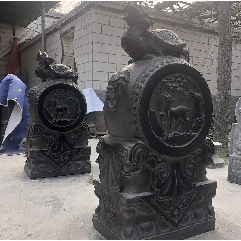 石雕门墩抱鼓石一对仿古青石石鼓大象门当石狮子庭院门口摆件镇宅