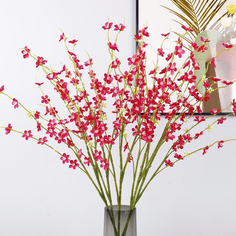 仿真单枝飘雪 仿真梅花 迎春花 绢布 线条插花春节年宵花婚庆装饰