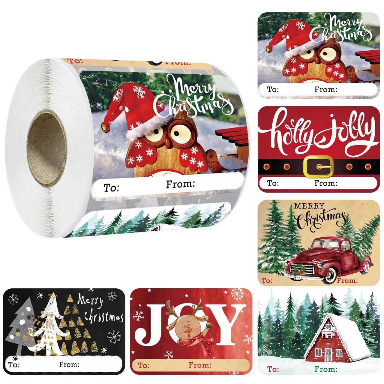 麋鹿雪人礼品包装装饰圣诞节贴纸