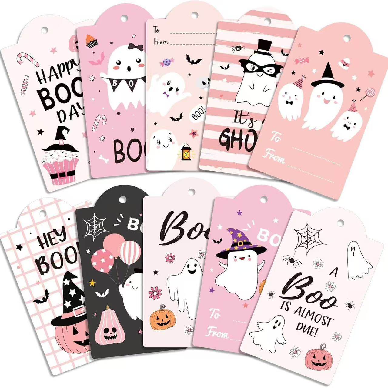 100张/包万圣节节日装饰吊牌节日气氛礼物包装装饰卡片
