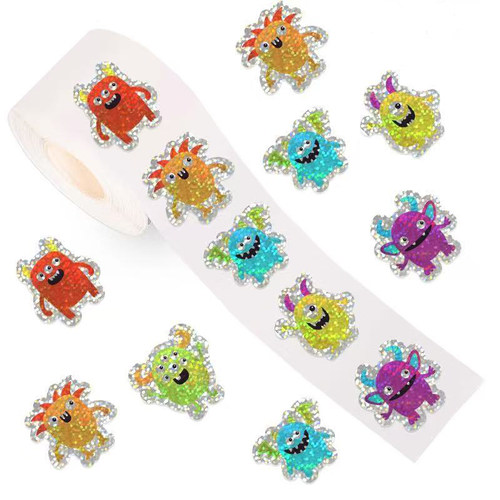 卡通异形镭射小怪兽贴纸