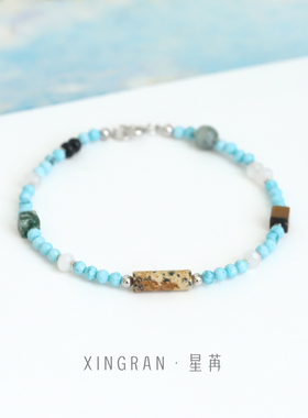 绿松石纯银手链手环女原创复古