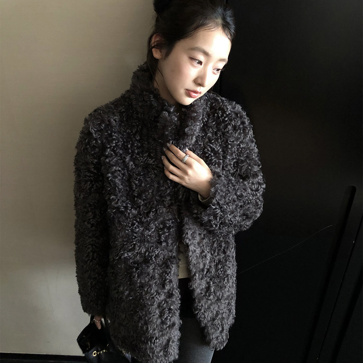 韩女托卡卷毛毛外套托卡皮毛一体