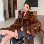 2025冬南瓜挽袖 中古貂翻领水貂绒外套环保皮草大衣女加厚宽松棉服