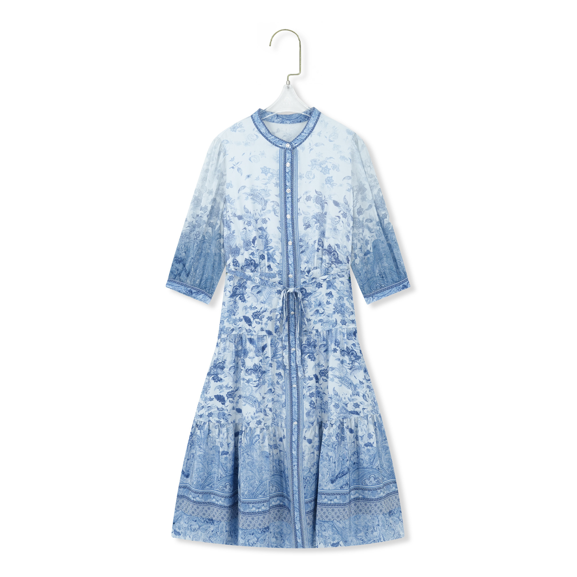 2026春夏新款时尚印花收腰显瘦桑蚕丝连衣裙QH261119