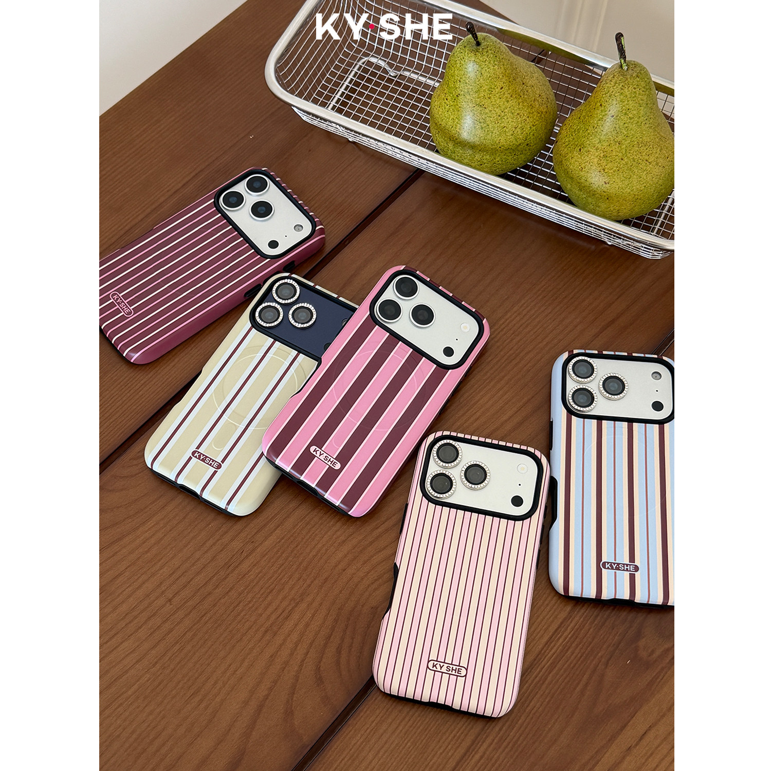 【宋芳园同款】KYSHE复古条纹韩国进口磁吸壳菲林二合一手机壳适用iPhone18/17/16promax小众设计感保护壳