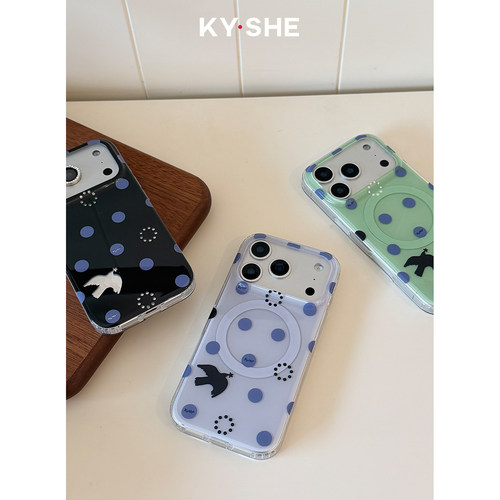KYSHE“艺术都柏林”Magsafe透明边手机壳双层印花磁吸壳适用iPhone18/17/16promax全包防摔光面保护壳