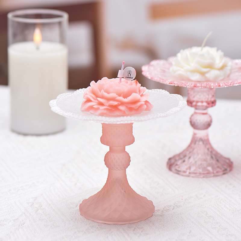 圣诞轻奢高脚水晶玻璃烛台家用餐桌收纳摆件浪漫婚礼婚庆拍照道具