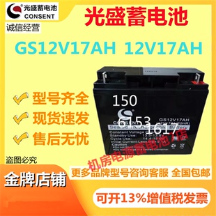 光盛蓄电池GS12V17AH 12V17AH机房电梯消防通讯UPS机房电源医疗